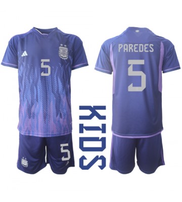 Argentina Leandro Paredes #5 Borta Kläder Barn VM 2022 Kortärmad (+ Korta byxor)